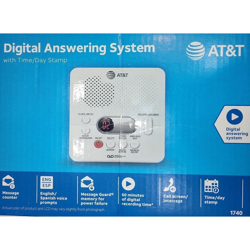 AT&T (1740WH) Digital AnsweSystem with Time and Day Stamp, White